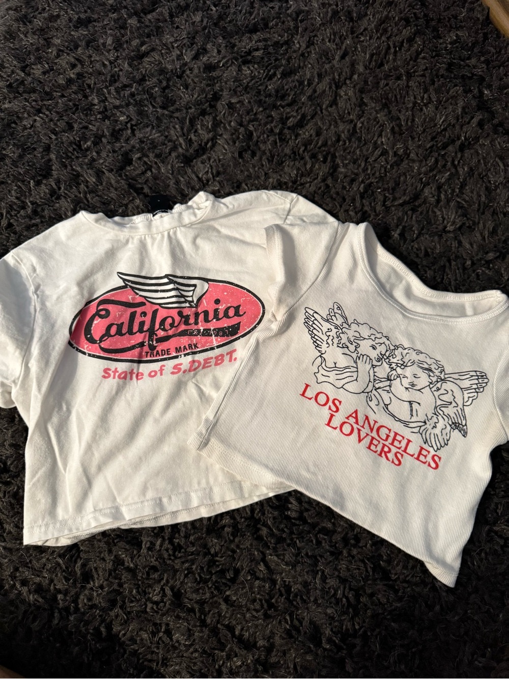 SHEIN California & Los Angeles Lovers Graphic Crop Tee - White